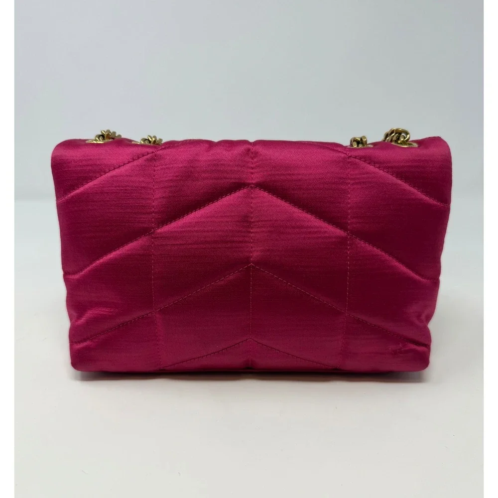 Saint Laurent YSL Toy Puffer Quilted Shoulder Bag Pink